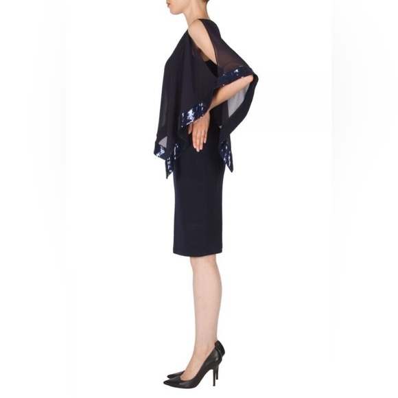 Joseph Ribkoff Sheath Sequin Dress in Midnight Blue Size 10 Excellent Condition - Picture 5 of 9